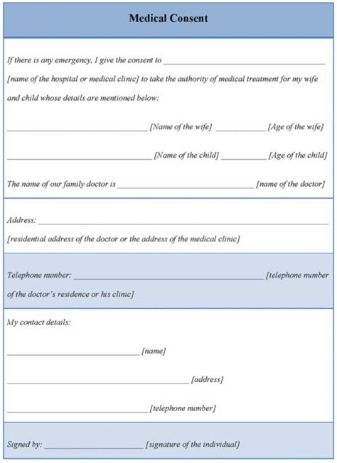 medical consent form  grandparents template business