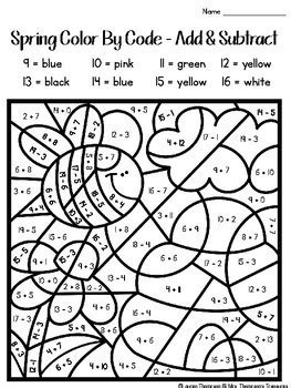 spring coloring pages color  code  grade   thompsons treasures