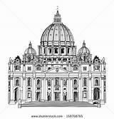 Basilica Saint Peter Cathedral St Peters Rome Vector Clipart Drawing Illustration Drawn Hand Sketch Architecture Renaissance Drawings Clipground Isolated Italy sketch template