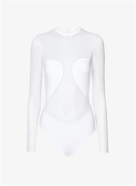 women s white sheer crepe bodysuit alaÏa tw