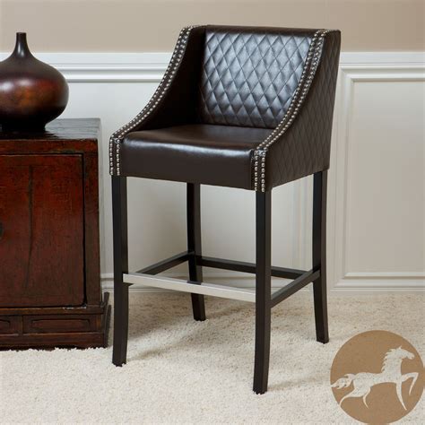 milano   brown quilted bonded leather barstool  christopher