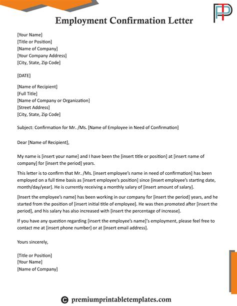 confirmation letter template  letter daily references