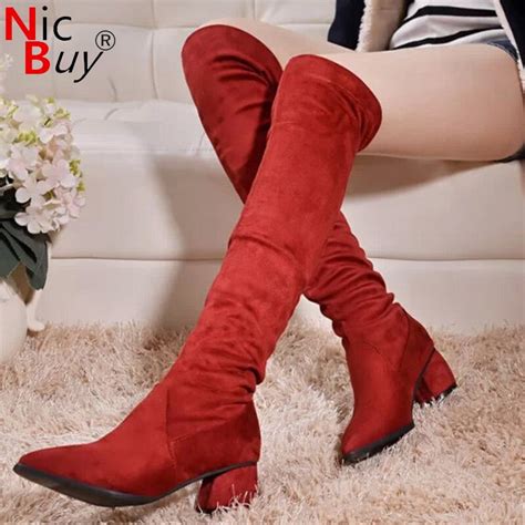 Nic Buy 2016 Women Winter Boots For Female Leather Suede Knee High