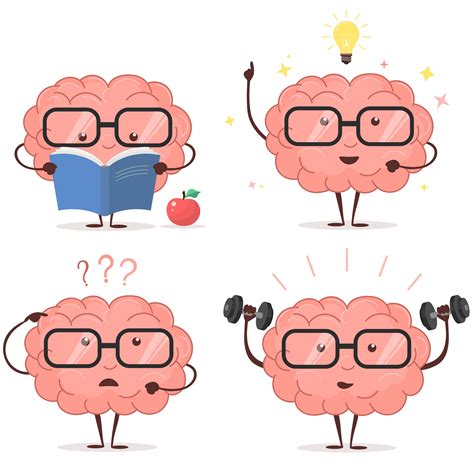 brain cartoon set vector imagenes educativas