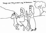 Mary Coloring Joseph Donkey Bethlehem Pages Drawing Way Their Expecting Birth Jesus Room Pulling Egypt Flight Into Inn Kids Color sketch template