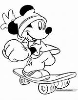Coloring Pages Mickey Mouse Disney Minnie Skateboard Printable Skateboarding Kids Books Color Open sketch template