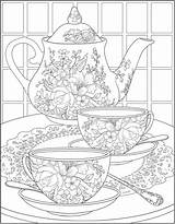 Coloring Pages Tea Haven Creative Dover Books Adult Adults Book Colouring Publications Printable Doverpublications Sheets Color Time Mandala Print Coffee sketch template