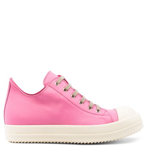rick owens leather  sneakers pop pink hervia
