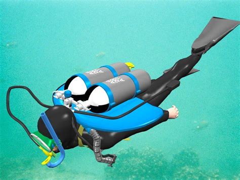 Scubadiver With 2 Cylinders And Wings Type Bcd
