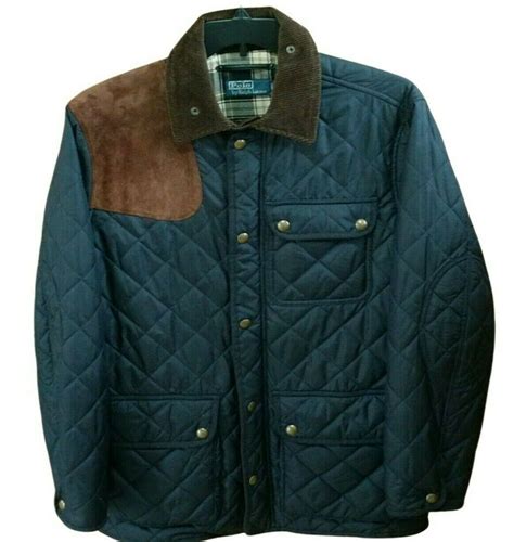 polo ralph lauren shooting hunting jacket quilted navy blue diamond