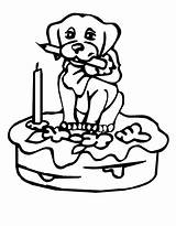Birthday Coloring Pages Cake Puppy Figure Netart Color sketch template