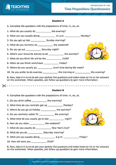 prepositions  time prepositions preposition  time activities