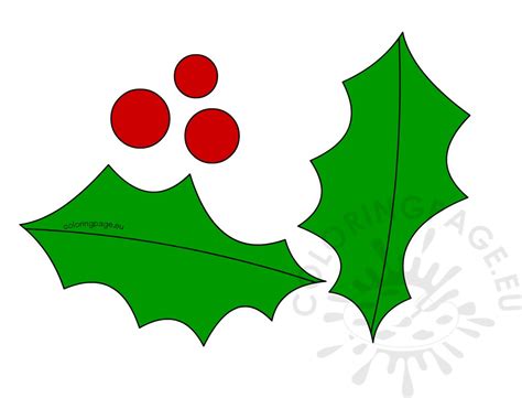 holly berry leaves christmas symbol coloring page