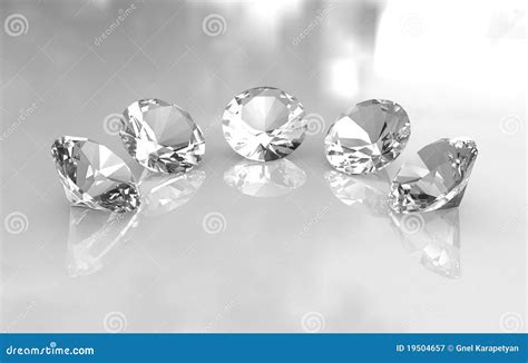 conjunto de cinco diamantes redondos hermosos stock de ilustracion