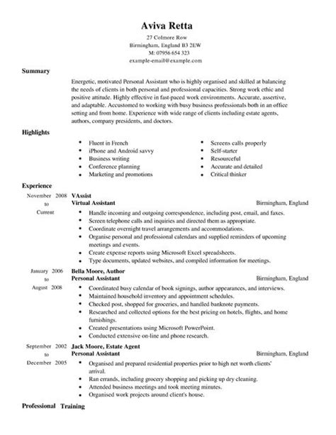 personal assistant resume template business
