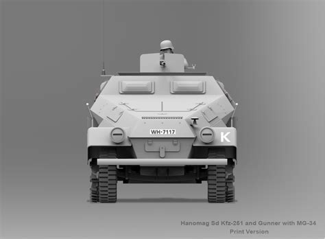 hanomag sd kfz 251 ausf a and gunner with mg 34 3d model 3d printable