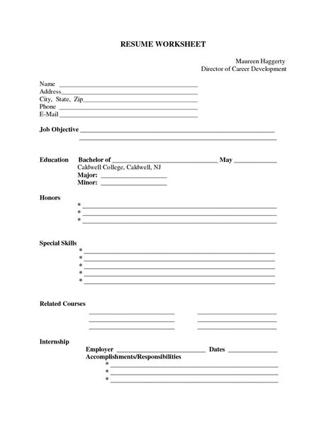 printable fill   blank resume printable templates