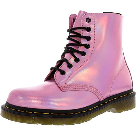 dr martens dr martens womens pascal iced metallic leather mallow pink high top boot