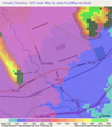 Elevation Of Orizaba Mexico Elevation Map Topography Contour