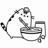 Pusheen Coloring Pages Cat Printable Cooking Kids Educative sketch template