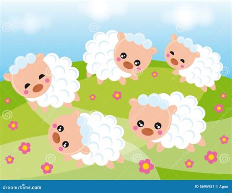 schapen vector illustratie illustration  wolken geluk