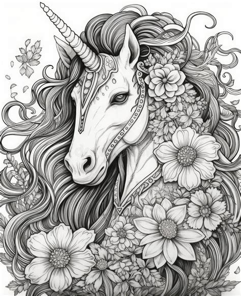 adult unicorn coloring pages stock illustrations  adult unicorn