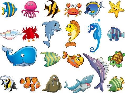 collection  cartoon sea animals png pluspng