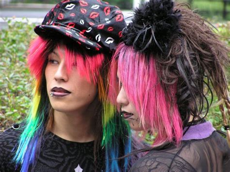 great emo hairstyle harajuku fashion rainbow hair