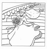 Cinderella Coloring Pages Princess Disney Gown Wedding Her Colouring Book Color Sheet sketch template