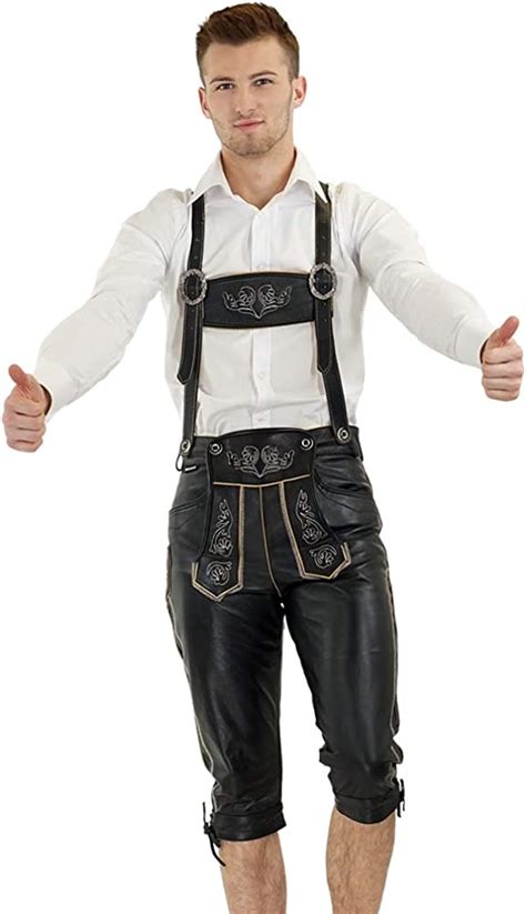 bockle gay bavarian black leather trousers smooth leather pants shorts