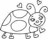 Ladybug Cute Clip Line Coloring Hearts Clipart Sweetclipart sketch template