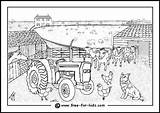 Coloring Pages Kids Farm Scene Colouring Scenes Farming Drawing Farmyard Animal Animals Yard Barn Drawings Clipart Templates Folk Sketchite Book sketch template