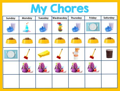 editable chore chart  kids happy brown house