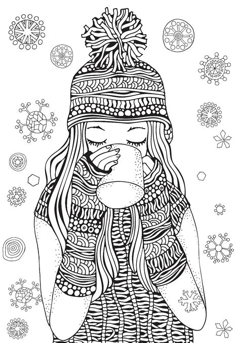 easy winter coloring pages  adults owl  snowy tree picture