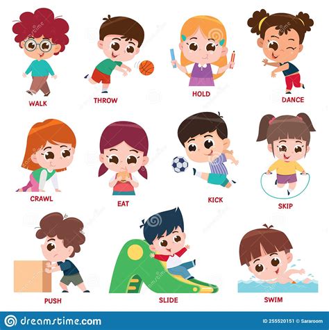 verbs expressing actions stock vector illustration  vector