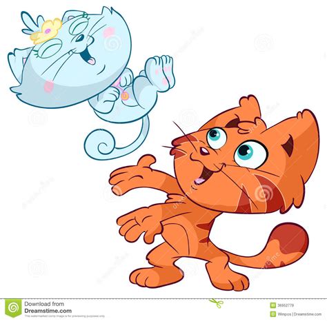 Cute Cartoon Cats In Love Royalty Free Stock Images