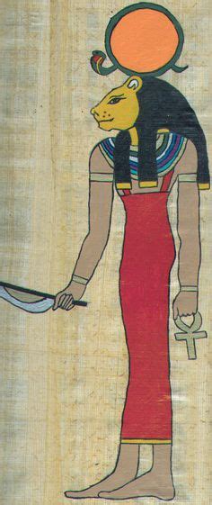 sekhmet on papyrus with a photoshopped nose egyptian art