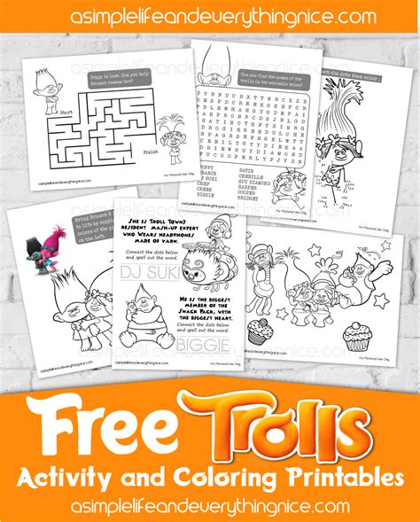trolls activity  coloring printables  simple life