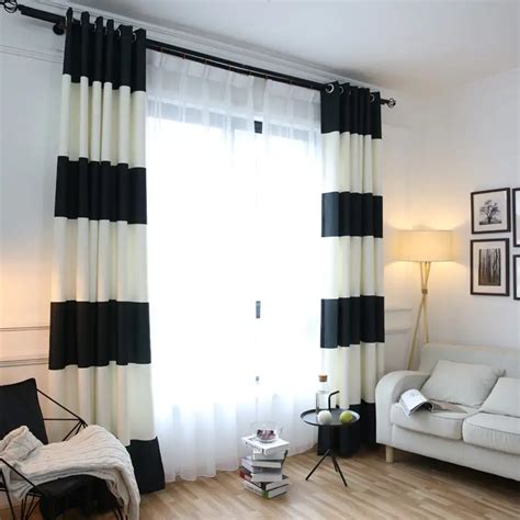 zwart wit splicing gestreepte verduisterende gordijnen voor de slaapkamer katoen linnen moderne