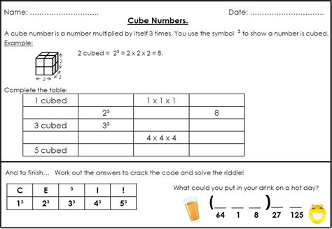 ️cube numbers worksheet ks2 free download