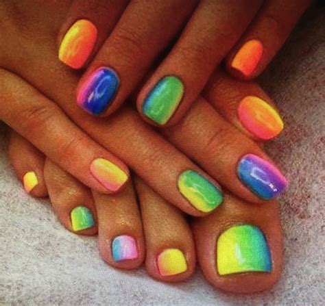 rainbow nails neon nails love nails    nails pretty nails