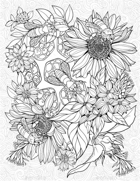 coloring page  bees  flowers bee coloring pages coloring pages