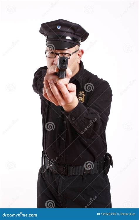 police officer aiming  pistol stock image image  police glasses