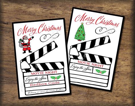 printable christmas redbox code gift card instant  etsy
