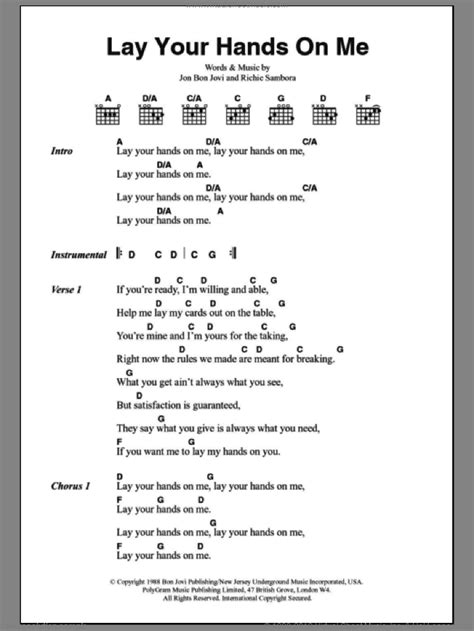 Jovi Lay Your Hands On Me Sheet Music For Guitar Chords [pdf]