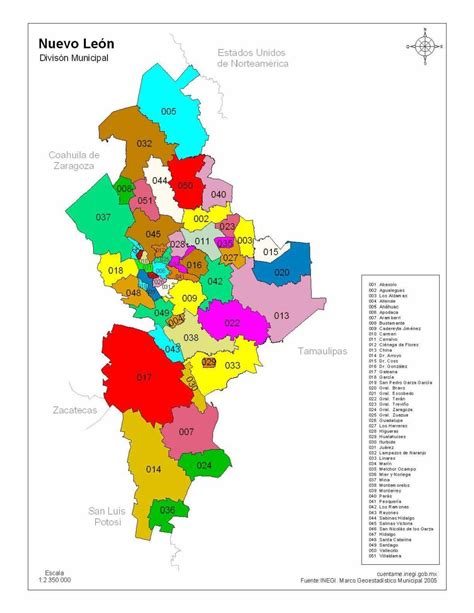 Mapa De Nuevo León A Colores Con Nombres Pdf Imagen Descarga Ya