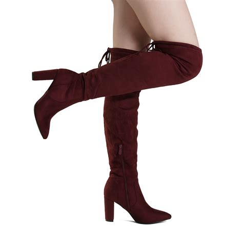 Dream Pairs Womens Over The Knee Boots Lace Up High Heel Boots Ebay