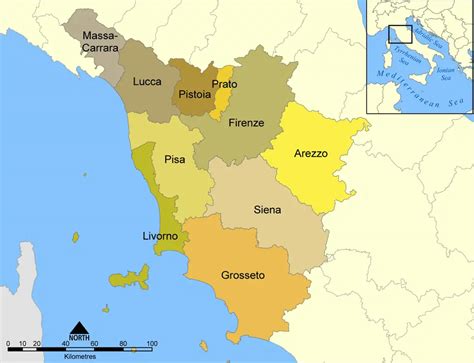 provinces map  tuscany mapsofnet