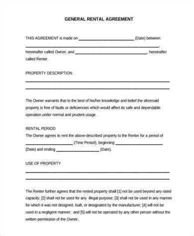 sample general agreement forms   ms word