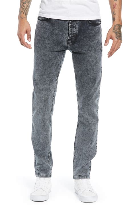 topman denim acid wash stretch skinny jeans in grey gray